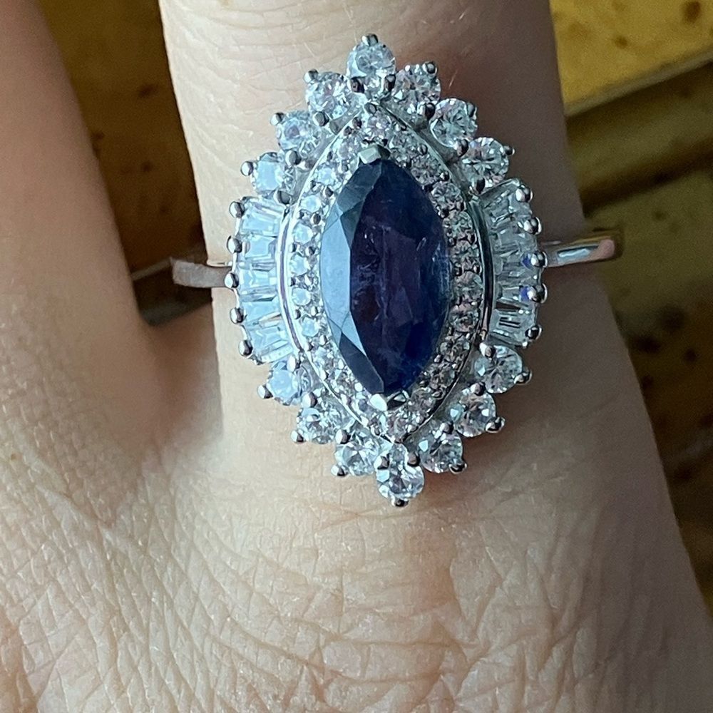 Natural Iolite Sterling Silver Ring Size 10